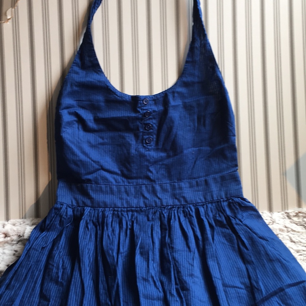 BB Dakota blue striped halter summer dress